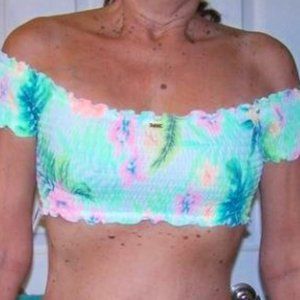 PINK BY VICTORIA SECRETS TROPICAL RUNCHED BIKINI SET